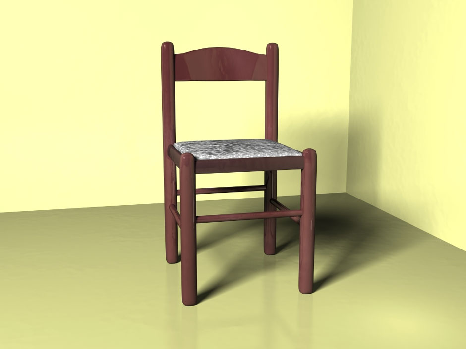 מודל תלת מימד של כיסא עץ, שנבנה על ידי טל עמי