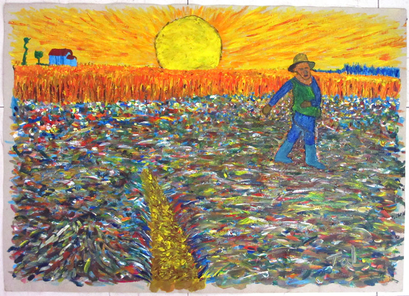 Planting the Field During Sunrise | Tal Ami | https://tal.am/en/more/3d/sketch